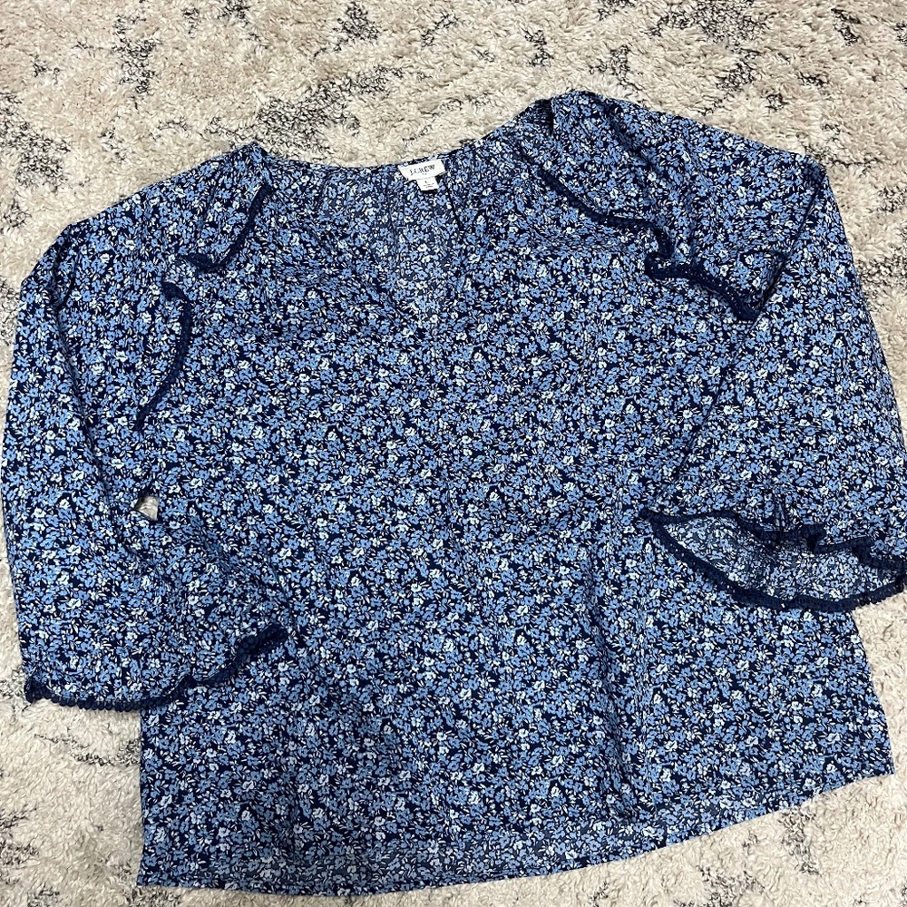 j crew 3/4 sleeve cotton pullover blouse